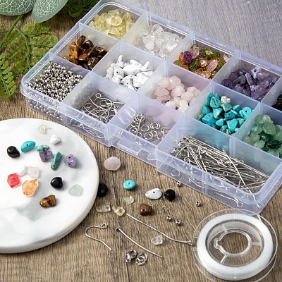 Mixed Stone Chip Beads Kit for DIY Jewelry Set Making DIY-FS0002-23-1