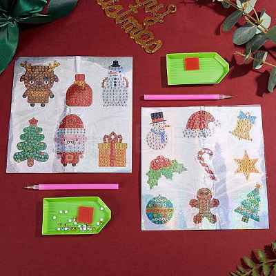 2 Sets 2 Style Christmas Theme DIY Diamond Painting Stickers Kits for Kids DIY-SZ0003-42-1