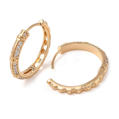 Brass Cubic Zirconia Hoop Earrings for Women EJEW-M238-13KCG-1