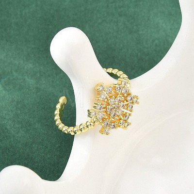 Brass Micro Pave Cubic Zirconia Cuff Open Rings CU-CBACDF6-05G-1