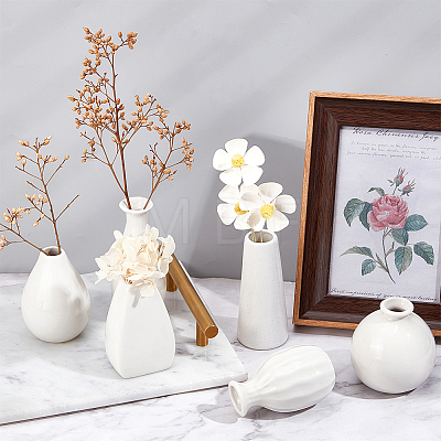  6Pcs 6 Style Mini Ceramic Floral Vases for Home Decor BOTT-NB0001-05-1