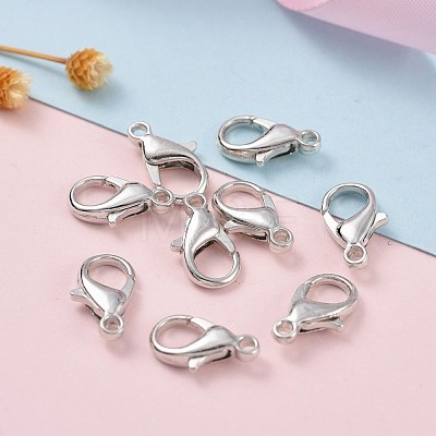 Platinum Plated Zinc Alloy Lobster Claw Clasps X-E105-1