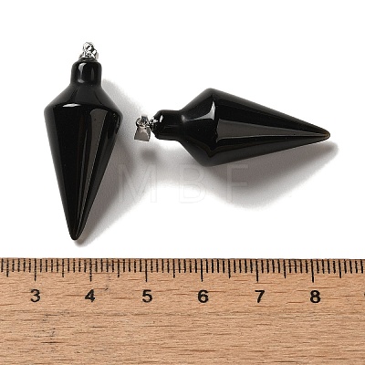 Natural Obsidian Pendants G-Z055-02P-11-1