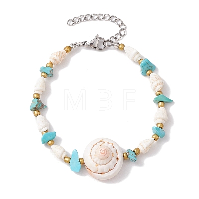 Summer Beach Natural Shiva Eye Shell Link Bracelets BJEW-JB10287-1