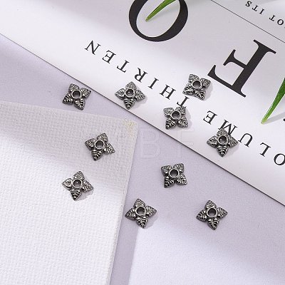 Tibetan Style Alloy Bead Caps TIBEB-Q018-B-FF-1