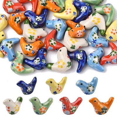 5Pcs Handmade Printed Porcelain Beads PORC-YW0001-27A-1