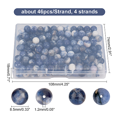 CHGCRAFT 4 Strands Natural Sodalite Beads Strands G-CA0001-11-1