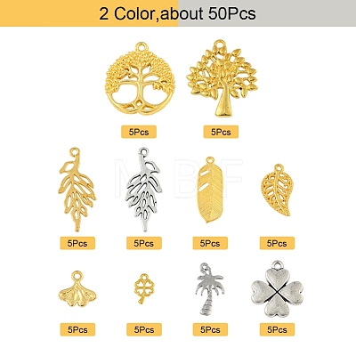 50Pcs 10 Style Alloy Pendants DIY-YW0005-09-1