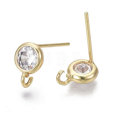 Brass Micro Clear Cubic Zirconia Stud Earring Findings X-KK-R132-063-NF-1