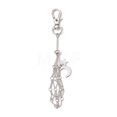 Moon Alloy Swivel Lobster Claw Clasps & Brass Cable Chains AJEW-JB01337-03-1