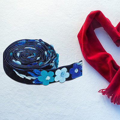 Velvet Handmade Flower Embroidered Lace Ribbons SRIB-WH0011-077A-1