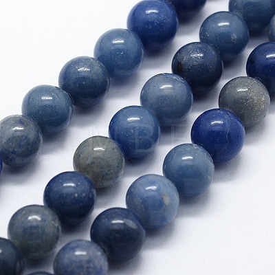 Dyed & Heated Natural Blue Aventurine Beads Strands X-G-I199-24-8mm-1