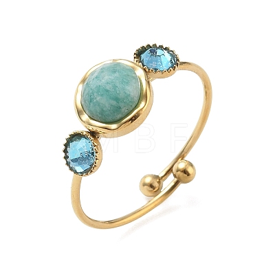 Natural Amazonite Adjustable Finger Rings for Women RJEW-A101-01G-01-1