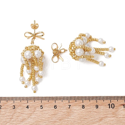 3 Pairs Handmade Glass Seed Beads Dangle Stud Earrings EJEW-MZ00708-02-1