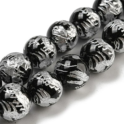 Natural Black Onyx Beads Strands G-C077-12mm-3B-1