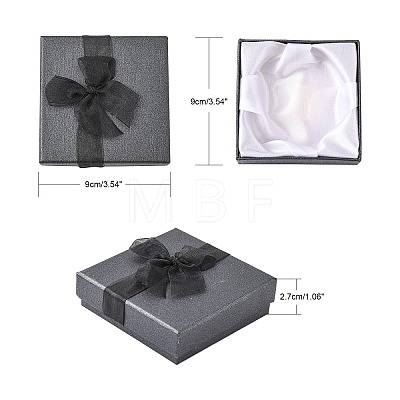 Bowknot Organza Ribbon Cardboard Bracelet Bangle Gift Boxes X-BC148-05-1