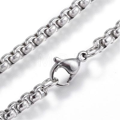 304 Stainless Steel Box Chain Necklaces NJEW-G271-12P-1