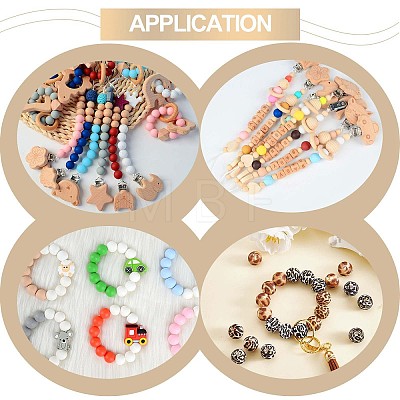 60 Pcs 15mm Silicone Beads Loose Silicone Beads Kit Leopard Print Silicone Beads for Keychain Making Bracelet Necklace JX309A-1