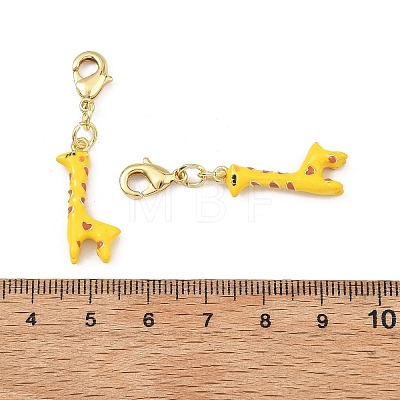 Giraffe Brass Enamel Pendant Decorations KK-B198-02G-1