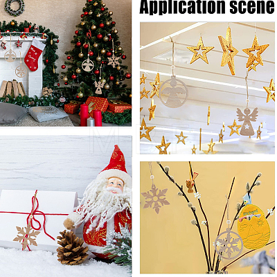 Gorgecraft 2 Sets 2 Style Christmas Theme Wood Pendants Decoration HJEW-GF0001-39C-1