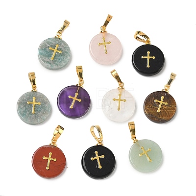Natural Mixed Gemstone Pendants G-K385-16G-1
