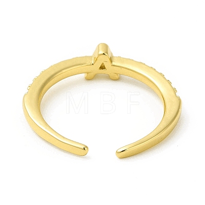 Clear Cubic Zirconia Initial Letter Open Cuff Ring RJEW-H120-09G-A-1