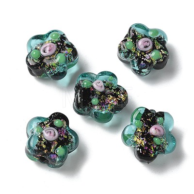 Handmade Foil Lampwork Beads Strands FOIL-Z001-02C-1