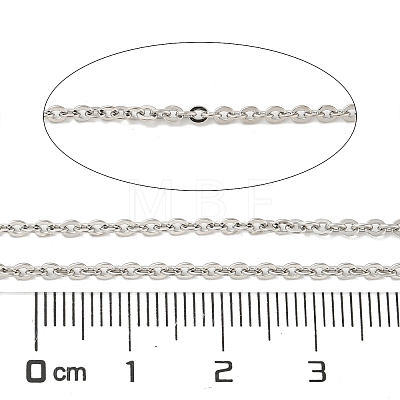 Rhodium Plated 925 Sterling Silver Flat Cable Chains STER-F052-04P-03-1