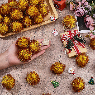 32Pcs Faux Fur Soft Sequins Pompom Ball DIY-SC0033-96B-1