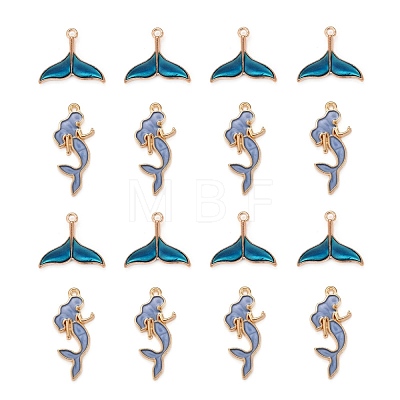 50Pcs 2 Style Alloy Enamel Pendants X1-ENAM-LS0001-10LG-1