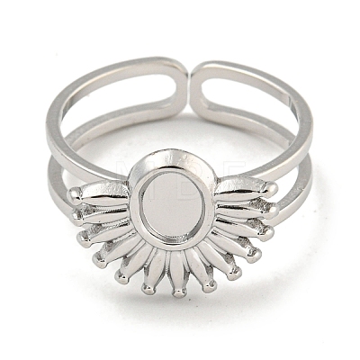 Non-Tarnish 304 Stainless Steel Sun Open Cuff Ring Components RJEW-A043-01P-1