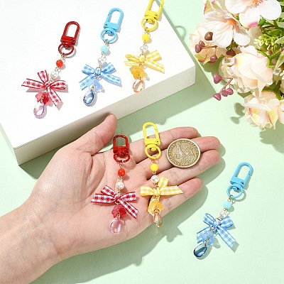 2Pcs Bowknot Plastic Pendant Decorations HJEW-YW00272-01-1