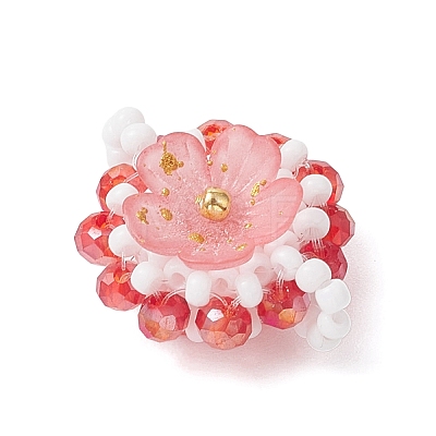 6Pcs 6 Colors Glass Seed Beaded Connector Charms PALLOY-MZ01111-1