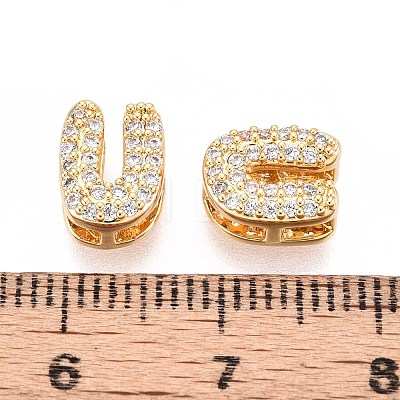 Brass Micro Pave Clear Cubic Zirconia Beads KK-T071-17G-U-1