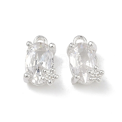 Brass Micro Pave Clear Cubic Zirconia Pendants KK-B172-11S-1