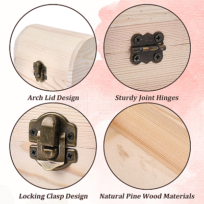 Wood Treasure Chest Storage Boxes with Hinged Lid and Metal Clasps AJEW-GF0014-35B-1