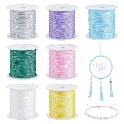 7 Rolls 7 Colors Nylon Chinese Knot Cord NWIR-PH0002-52-1