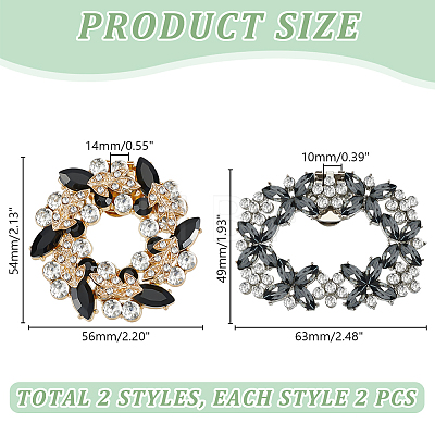 AHADERMAKER 4Pcs 2 Styles Flower Brass Rhinestone Shoe Decorations AJEW-GA0006-94A-1