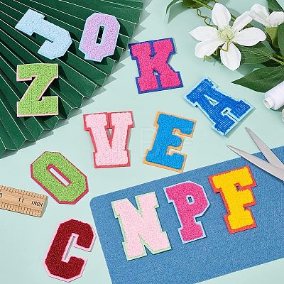 Alphabet Towel Embroidery Style Cloth Iron on/Sew on Patches DIY-WH0308-183-1