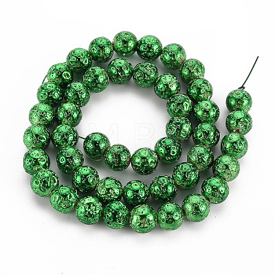 Electroplated Natural Lava Rock Beads Strands X-G-T098-01C-02-1