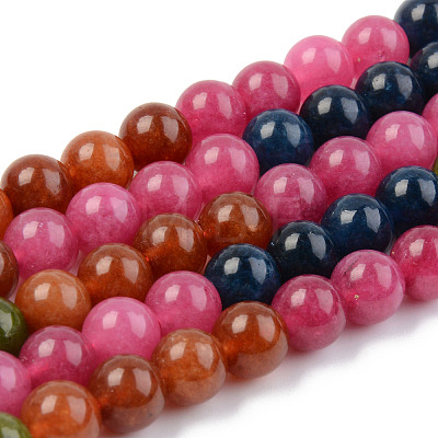 Round Dyed Natural Quartz Beads Strands G-T132-013B-01-1