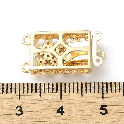 Brass Micro Pave Cubic Zirconia Box Clasps KK-F862-32G-01-1