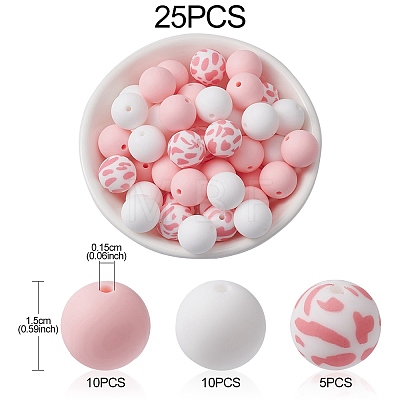Round Food Grade Eco-Friendly Silicone Focal Beads SIL-YW0001-14C-1