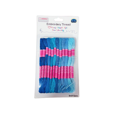 12 Skeins 12 Colors 6-Ply Polyester Embroidery Floss PW-WG76902-02-1