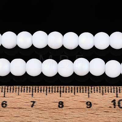 Frosted Opaque Glass Beads Strands GLAA-T032-P6mm-MBB02-1