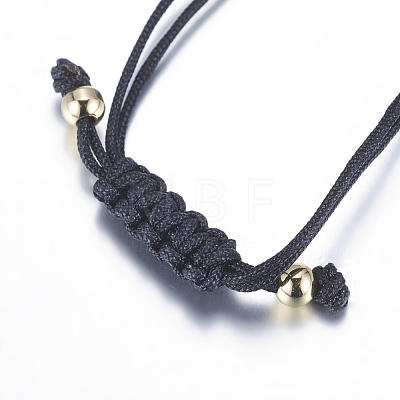 Adjustable Brass Braided Beaded Bracelets BJEW-F282-29G-RS-1