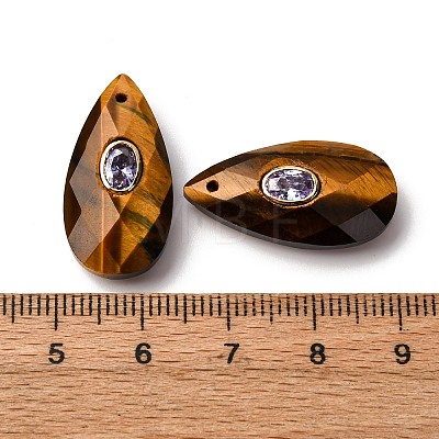 Natural Tiger Eye Pendants G-P586-01G-08-1