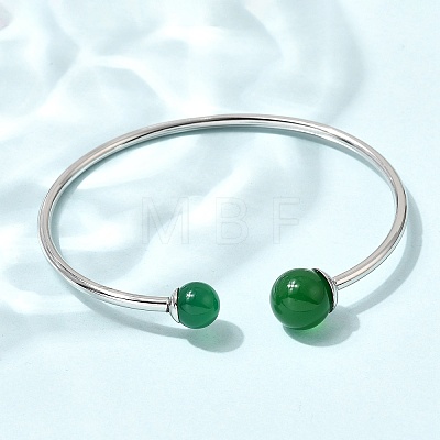 304 Stainless Steel & Nautral Gemstone Torque Bangles BJEW-H644-10P-1