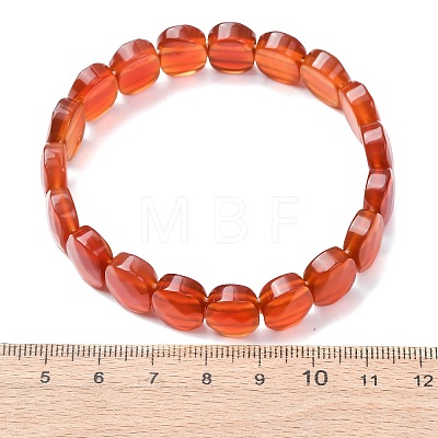 Dyed & Heated Natural Carnelian Faceted Beaded Stretch Bracelets for Women BJEW-K251-07O-1