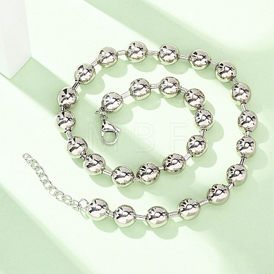 Brass Ball Chain Necklaces for Men Women NJEW-H089-01P-1